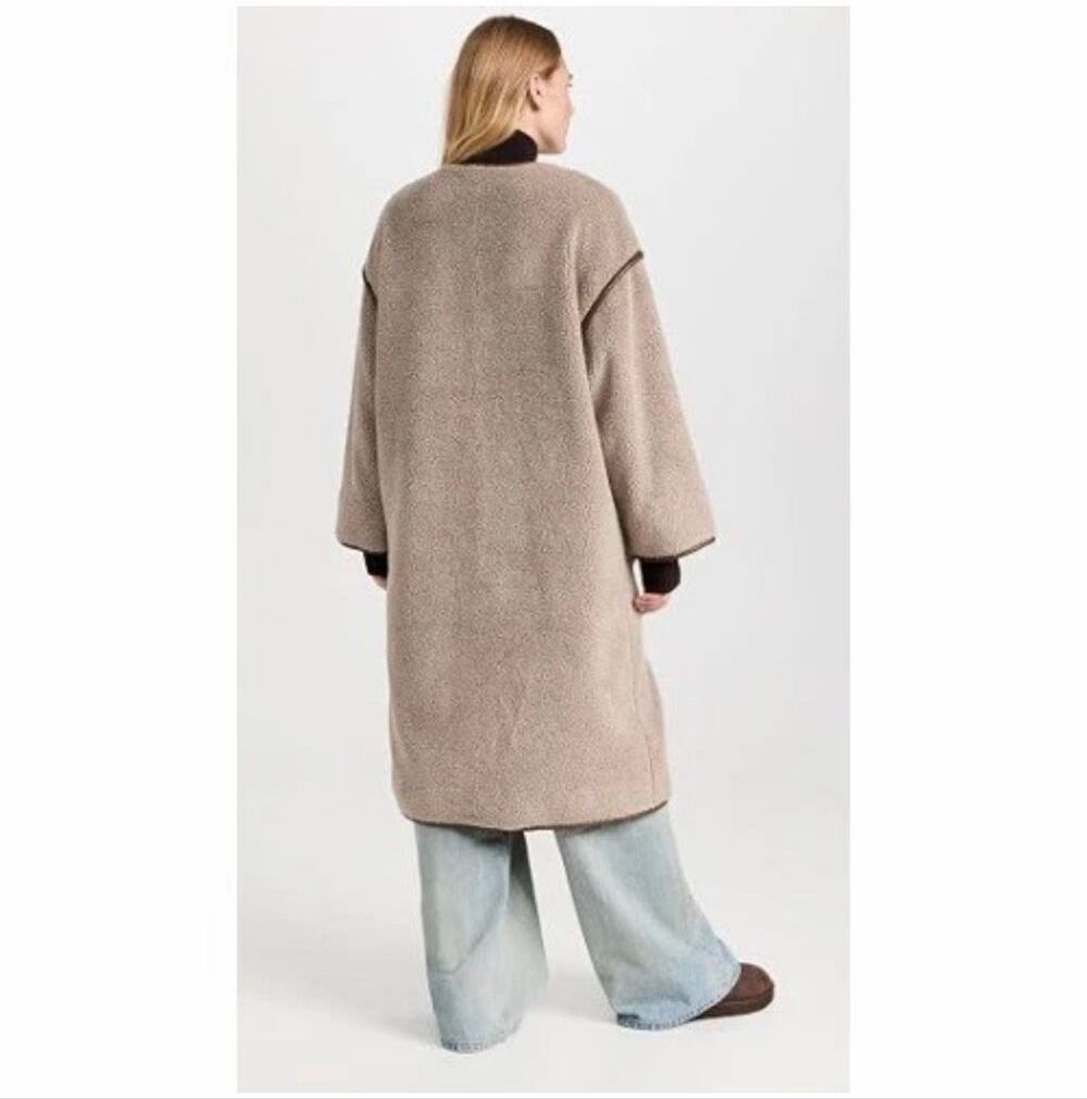 Velvet by Graham & Spencer $378 Greenwich Faux Sherpa Long Coat Taupe Size S NWT - Picture 3 of 16
